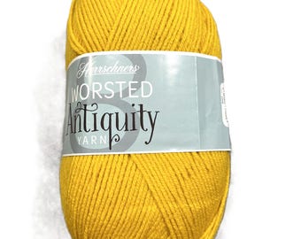 Herrschners Worsted 8 Antiquity Yarn (Marigold) ~ premium quality yarn in muted vintage tones 100% acrylic #4 worsted weight machine wash