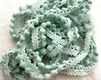 Aqua Frost Mini Pom Pom Trim (MPP-34) by Vintage NeedleArts ~ hand-dyed 2 continuous yards