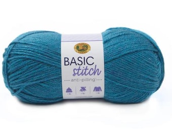 Lion Brand Basic Stitch Anti-Pilling Yarn (Turquoise Heather) ~ 4 medium worsted weight 100% acrylic machine washable