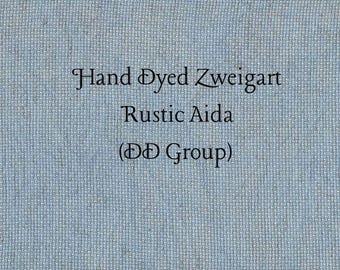 Liberty Blue Rustic Aida (OR-DDA-79) ~ Hand Dyed Zweigart Oatmeal Rustico Cross Stitch Fabric
