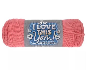 I Love This Yarn Metallic (Coral Sparkle) ~ super soft machine washable acrylic