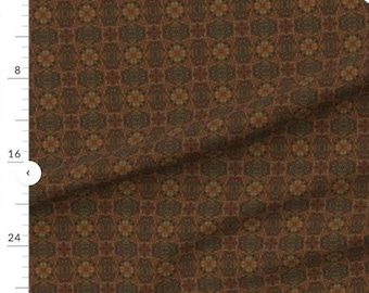 Symmetrical Mandala Mosaic Brown Mid-Scale Fabric from Spoonflower ~ 100% cotton ONE YARD printed panel for sewing and quilting