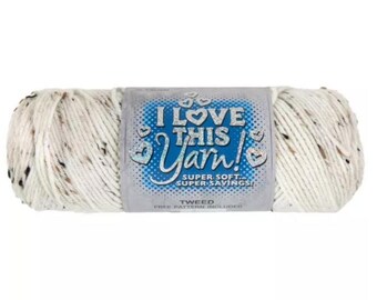 I Love This Yarn Tweed (Ivory) ~ super soft machine washable acrylic
