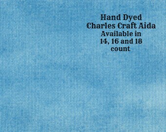 Caribbean Blue Aida (CC-BDA-16) ~ Hand Dyed DMC/Charles Craft Cross Stitch Fabric from Vintage NeedleArts