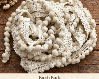 Birch Bark Hand Dyed Mini Pom Pom Trim (MPP-92) ~ 2 continuous yards per package