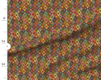 Moroccan Mosaic Fabric from Spoonflower ~ 100% cotton ONE YARD printed panel for sewing and quilting