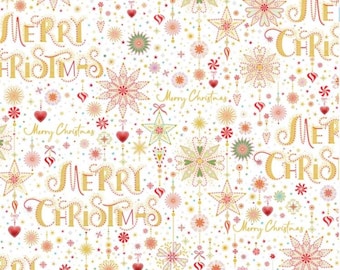 White Peppermint Merry Christmas Fabric from P & B Textiles/Turnowsky Treasures ~ 100% cotton for sewing/quilting