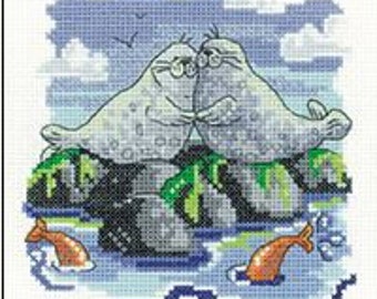 KIT - Sealed with a Kiss from the Karen Carter Collection counted cross stitch kit from Heritage Crafts
