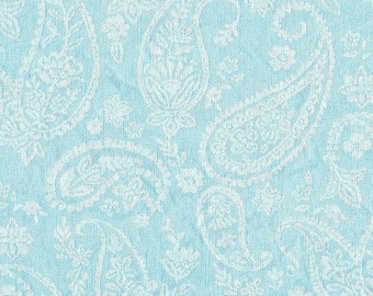 SHORT CUT Paisley Embossed Cotton (Turquoise Blue) ~ Hand Dyed Fabric from Vintage NeedleArts
