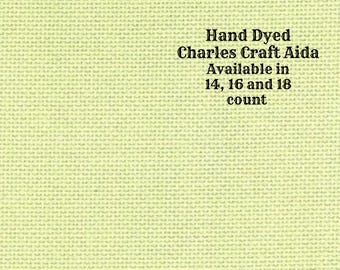 Kiwi Aida (CC-BDA-84) ~ Hand Dyed DMC/Charles Craft Cross Stitch Fabric from Vintage NeedleArts
