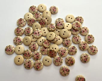 Rose Bouquet Wood Buttons (BTN-34) - pack of 4
