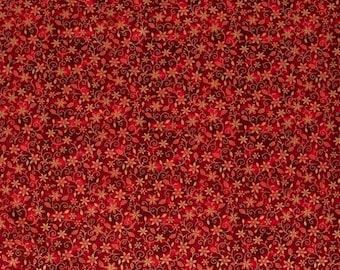 Red Christmas Floral Fabric ~ 100% cotton for sewing/quilting