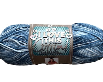 I Love This Cotton! Print Yarn (Teal) ~ soft machine washable 100% cotton yarn amigurumi crochet knitting multicolored variegated