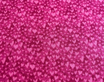 SHORT CUT ~ Keepsake Calico Doodle Heart Pink ~ 100% cotton fabric - pink hearts Quilter's cotton 22 x 44 inches
