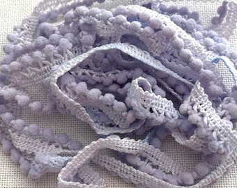 Lavender Frost Mini Pom Pom Trim (MPP-82) by Vintage NeedleArts ~ hand-dyed 2 continuous yards