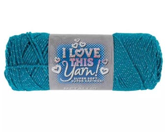I Love This Yarn Metallic (Peacock) ~ super soft machine washable acrylic