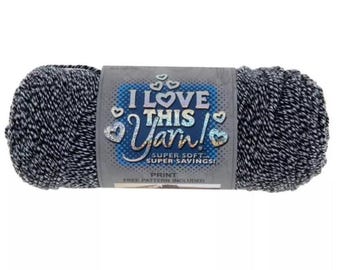 I Love This Yarn Print (Black Marble) ~ super soft machine washable 100% acrylic