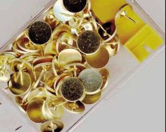 Brass-color Flat Head Thumbtacks - perfect for use with stretcher bars - tack remover tool included