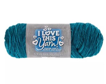 I Love This Yarn Stonewash Print (Teal) ~ super soft machine washable 100% acrylic