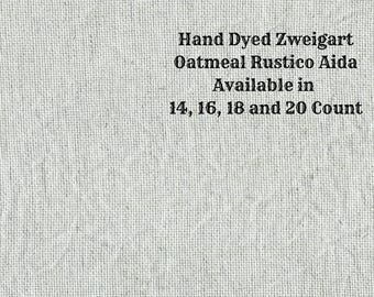 Glacier Rustic Aida (OR-DDA-93) ~ Hand Dyed Zweigart Oatmeal Rustico Cross Stitch Fabric from Vintage NeedleArts