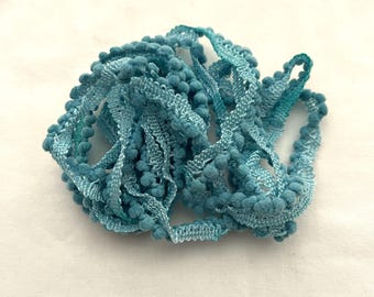 Peacock Mini Pom Pom Trim (MPP-9) by Vintage NeedleArts ~ hand-dyed 2 continuous yards