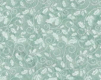 SHORT CUT Christmas Holly Embossed Cotton (Rainforest) ~ Hand Dyed Fabric from Vintage NeedleArts