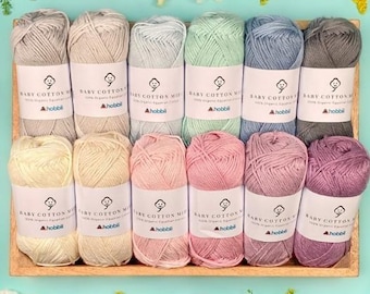 Baby Cotton Organic Midi Yarn from Hobbii ~ 100% certified Egyptian cotton sport weight vegan multiple colors available