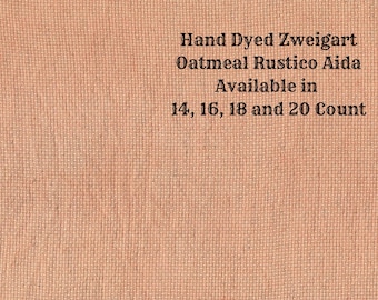 Persimmon Rustic Aida (OR-DDA-112) ~ Hand Dyed Zweigart Oatmeal Rustico Cross Stitch Fabric from Vintage NeedleArts