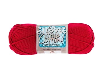 I Love This Cotton! Yarn (Red) ~ soft machine washable 100% cotton yarn amigurumi crochet knitting