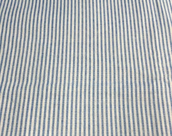 PER YARD ~ Blue and White Stripes Cotton Flannel Fabric ~ A.E. Nathan 100% cotton brushed for softness