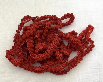 Candy Apple Red Mini Pom Pom Trim (MPP-SC-95) by Vintage NeedleArts ~ hand-dyed 2 continuous yards