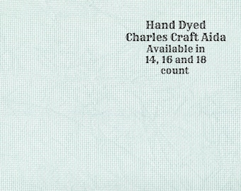 Aqua Frost Aida (CC-DDA-34) ~ Hand Dyed DMC/Charles Craft Cross Stitch Fabric from Vintage NeedleArts