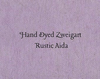 You're Turning Violet, Violet! Rustic Aida (OR-DDA-104) ~ Hand Dyed Zweigart Oatmeal Rustico Cross Stitch Fabric