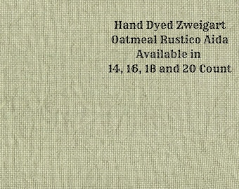 Moss Rustic Aida (OR-DDA-35) ~ Hand Dyed Zweigart Oatmeal Rustico Cross Stitch Fabric from Vintage NeedleArts
