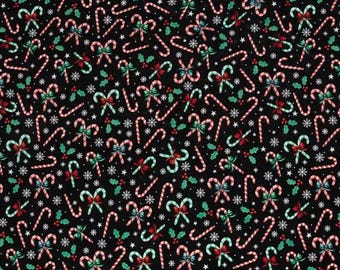 Candy Canes & Holly Fabric from Brother Sister Design Studio ~ 100% quilter's cotton sewing/quilting