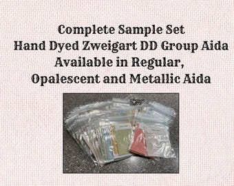 DD Group Hand Dyed Aida Sample Set - complete set of samples from Vintage NeedleArts ~ available in Regular, Opalescent and Metallic Aida