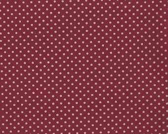 Coffee Dyed Red Dotted Fabric ~ hand dyed 100% cotton