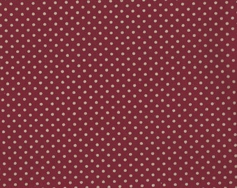 FAT QUARTER ~ Coffee Dyed Red Dotted Fabric ~ hand dyed 100% cotton 18x22 inches pre-cut