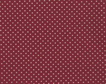 Coffee Dyed Red Dotted Fabric ~ hand dyed 100% cotton