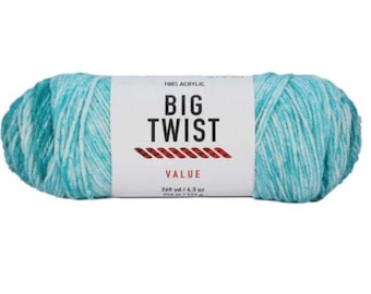 Big Twist Ombre Value Yarn (Aqua Ombre) ~ 100% worsted acrylic super soft machine washable super soft shades of aqua and turquoise