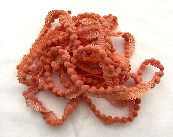 Peach Melba Mini Pom Pom Trim (MPP-76) by Vintage NeedleArts ~ hand-dyed 2 continuous yards