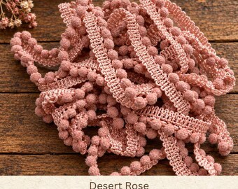 Desert Rose Hand Dyed Mini Pom Pom Trim (MPP-43) ~ 2 continuous yards per package