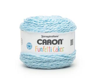 Caron Funfetti Cakes Yarn (Summer Sky) ~ 4 medium weight acrylic blend yarn with twisted fibers that create a confetti look Yarnspirations