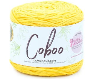 Lion Brand Coboo Yarn (Yellow) ~ super soft and breathable machine washable lightweight blend of cotton and bamboo #3 lightweight yarn