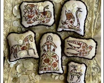 PAPER CHART - Cookie Cutters 3 from Kathy Barrick - cross stitch chart design primitive smalls butterfly whale set of six patterns