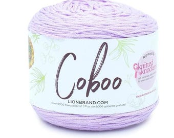 Lion Brand Coboo Yarn (Lilac) ~ super soft and breathable machine washable lightweight blend of cotton and bamboo #3 lightweight yarn