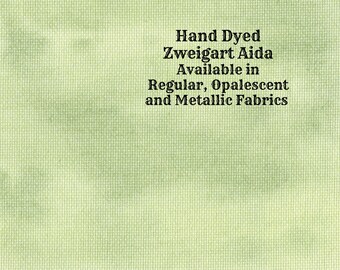 Wild Wasabi Aida (Z-BDA-84-12-PT) Hand Dyed Zweigart Cross Stitch Fabric from Vintage NeedleArts ~ available in regular, opal and metallic