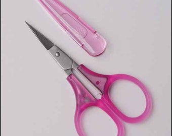 3 1/4" Pink Cotton Candy - Embroidery Scissors Rainbow Thread Cutters stainless steel small sewing sharp Sew Mate matching sheath