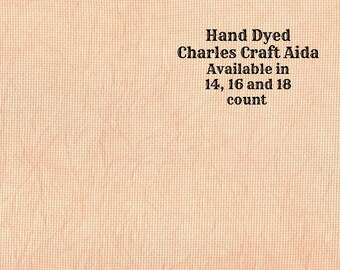 Peach Melba Aida (CC-DDA-76) ~ Hand Dyed DMC/Charles Craft Cross Stitch Fabric from Vintage NeedleArts