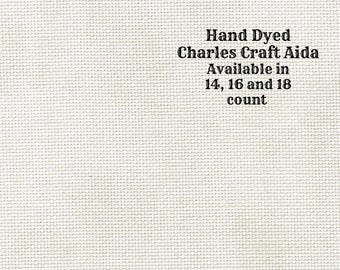 Oyster Beige Aida (CC-BDA-14) ~ Hand Dyed DMC/Charles Craft Cross Stitch Fabric from Vintage NeedleArts